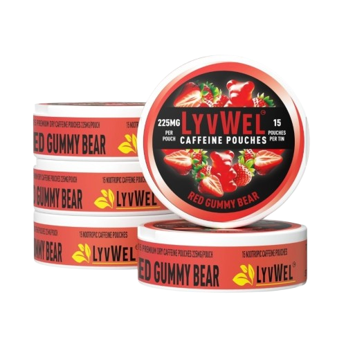 225mg Variety Pack 6 Jars Watermelon, Peach, Red Gummy, Wintergreen, Grape, Pink Lemonade Caffeine Pouches